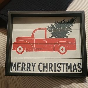 Christmas Red Truck wood sign 12 x 10